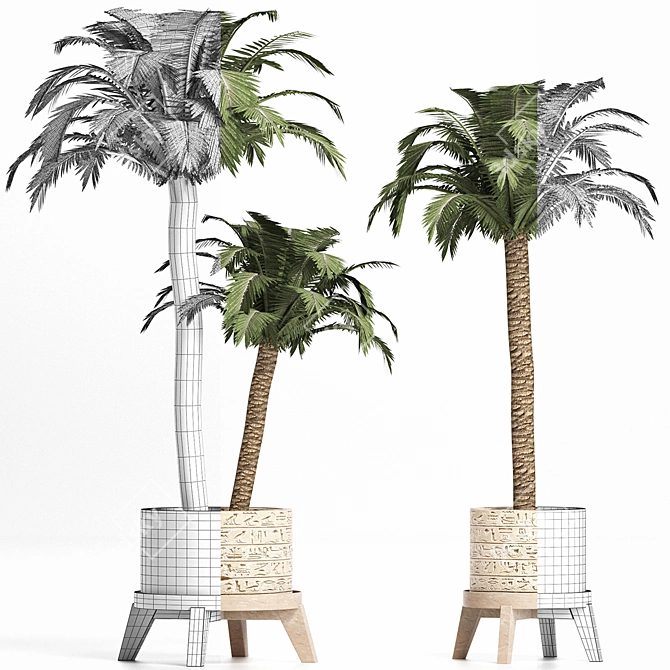 Egyptian Style Palm Tree Planter 3D model image 4