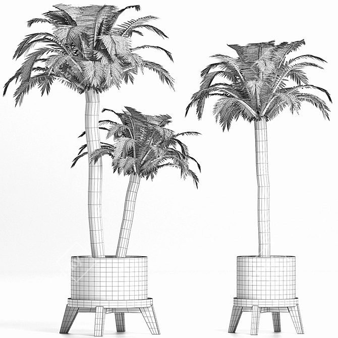 Egyptian Style Palm Tree Planter 3D model image 5