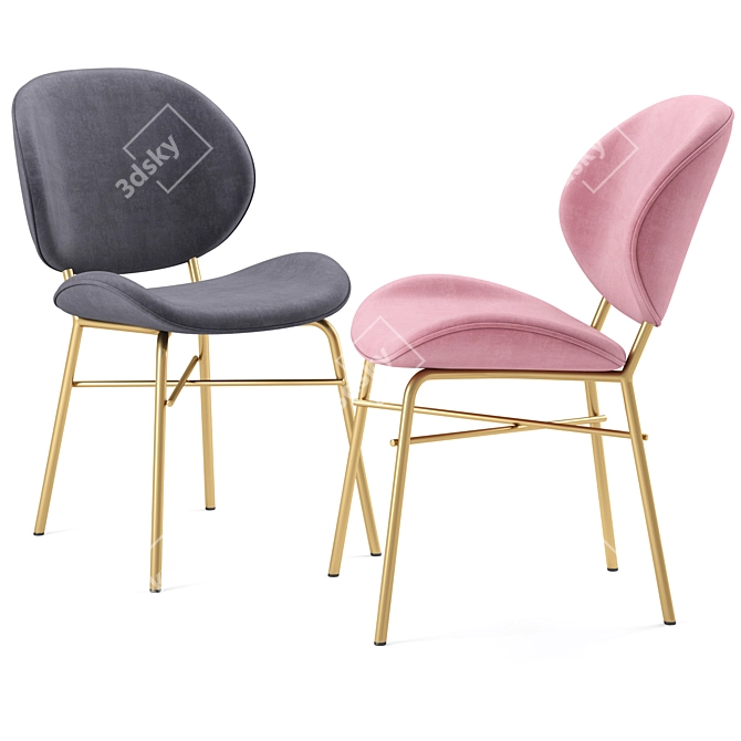 Elsie Dining Chair: Upholstered Velvet Grey 3D model image 1