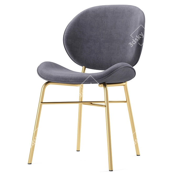 Elsie Dining Chair: Upholstered Velvet Grey 3D model image 2