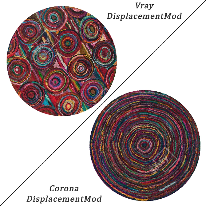 Round Carpets Set 252 - Versatile 6-Piece Rug Collection with VRay and Corona Materials 3D model image 2