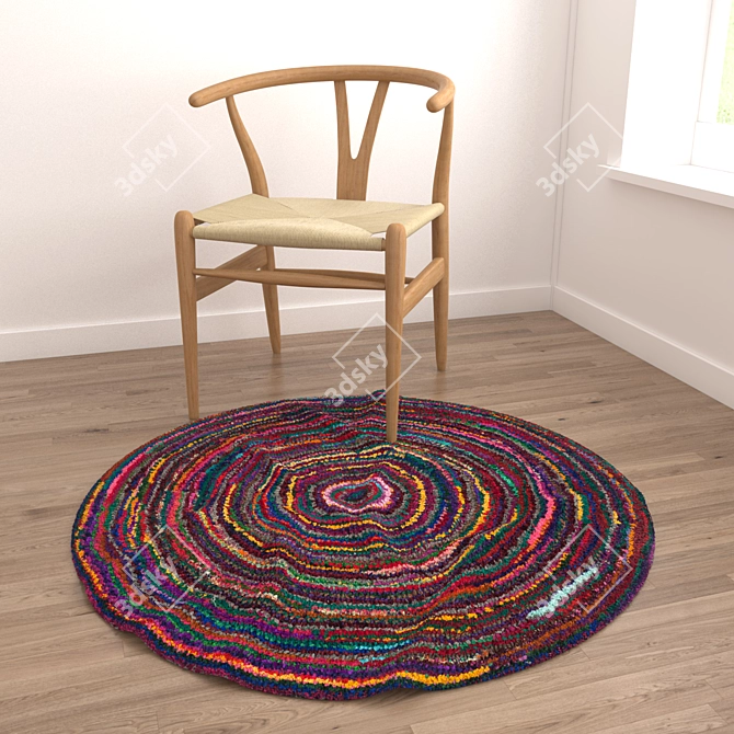 Round Carpets Set 252 - Versatile 6-Piece Rug Collection with VRay and Corona Materials 3D model image 4