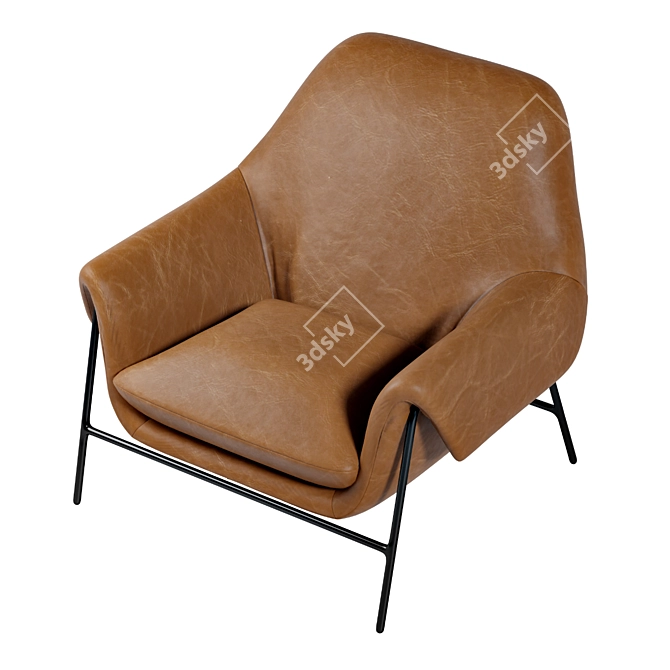 Ambroise Metal Frame Club Chair | Luxurious Leather Seating 3D model image 4