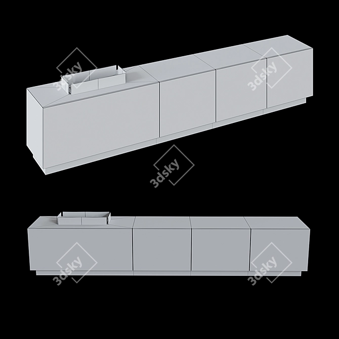 Modern Milano Biofireplace TV Stand 3D model image 2