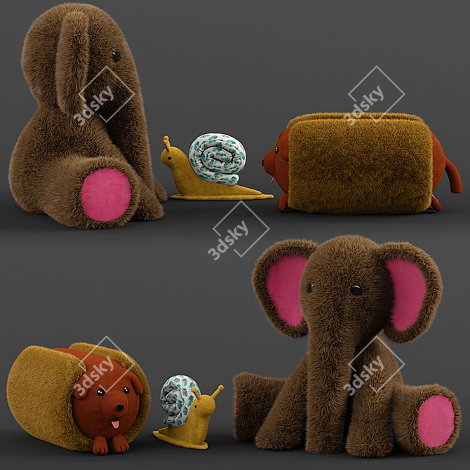 Furry Toy Set: Endless Fun! 3D model image 1