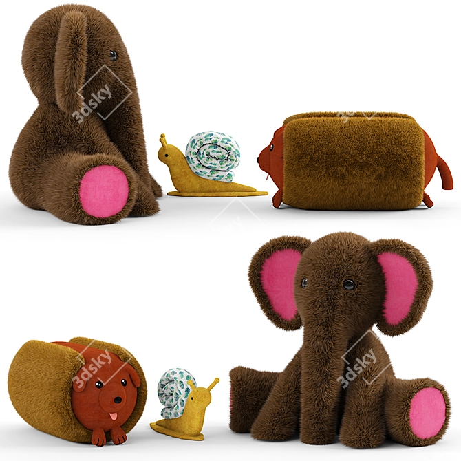 Furry Toy Set: Endless Fun! 3D model image 6