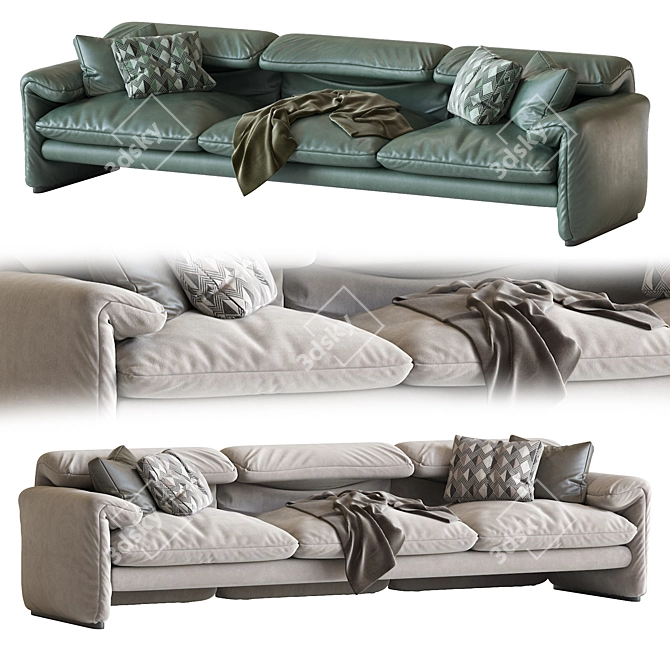 Maralunga Sofa: Modern Italian Design | Cassina | 274cm x 93cm x 72cm 3D model image 1