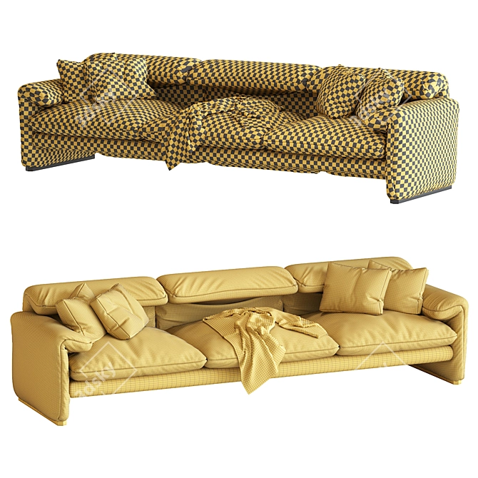 Maralunga Sofa: Modern Italian Design | Cassina | 274cm x 93cm x 72cm 3D model image 5