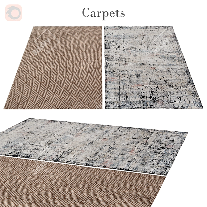 Elegant Geometric Pattern Rug 3D model image 1