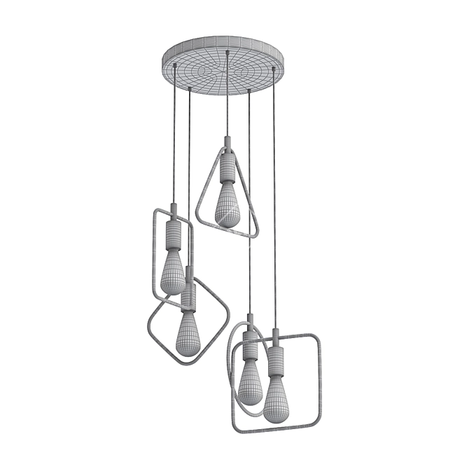 Modern 5-Light Black Pendant 3D model image 2