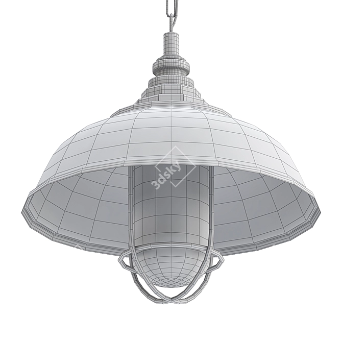 Retro Loft Black Pendant: One-Light Metal Hanging Lamp 3D model image 2