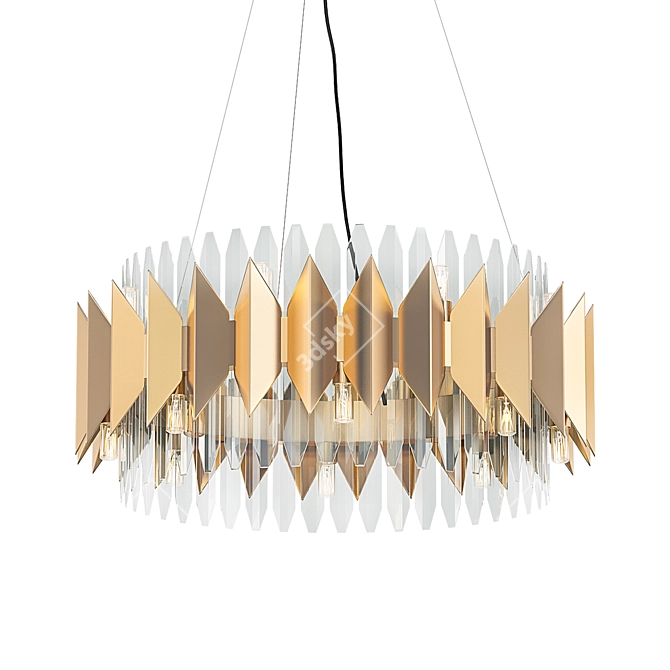 Golden Postmodern String Pendant Chandelier 3D model image 1