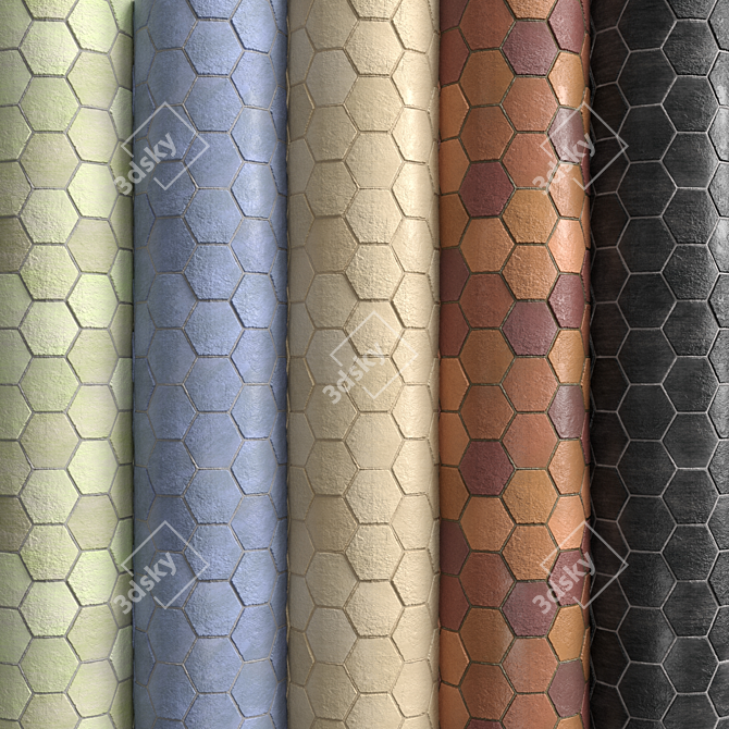 HexaColor10 - 5 Color Hexagon Tiles 3D model image 1