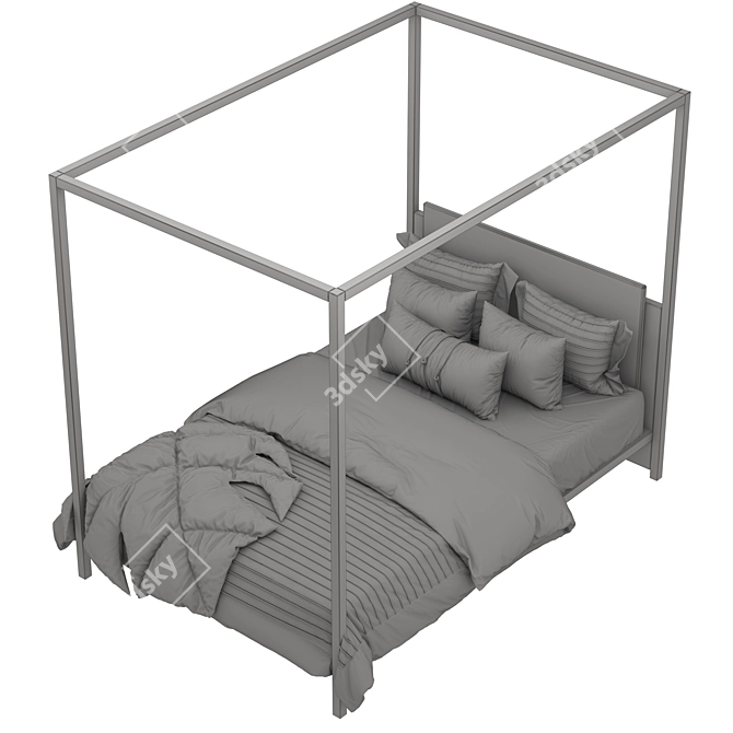 Elegant Canopy Bed 3D model image 5