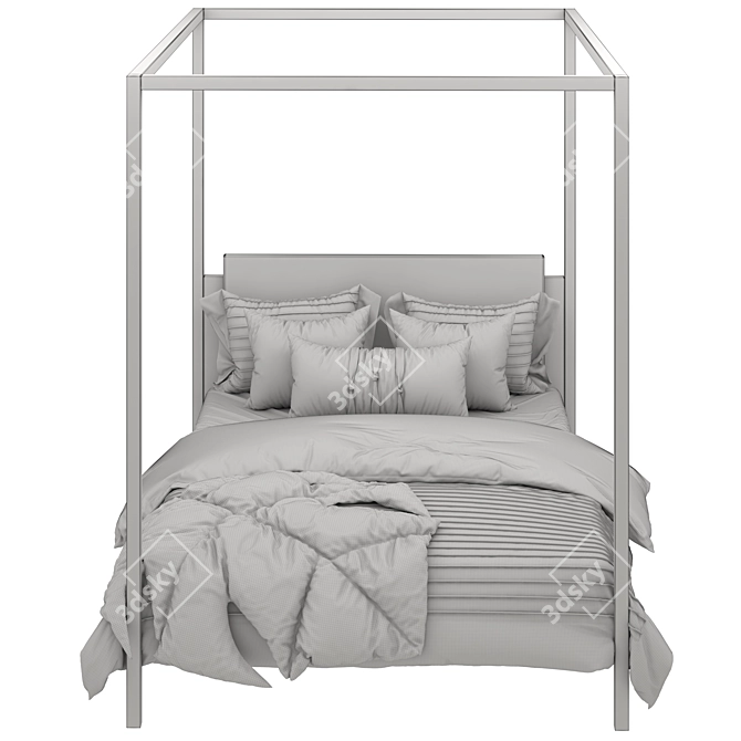 Elegant Canopy Bed 3D model image 6