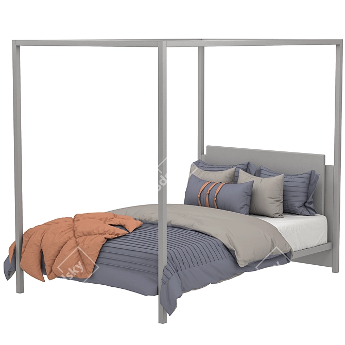 Elegant Canopy Bed 3D model image 8