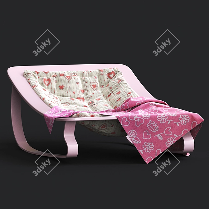 Levo Beech Baby Rocker: Stylish and Comfortable 3D model image 5