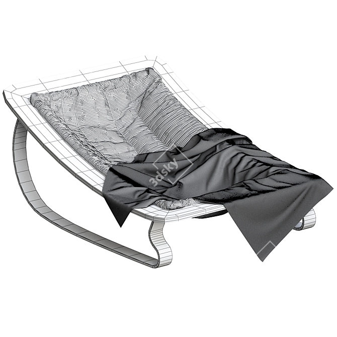 Levo Beech Baby Rocker: Stylish and Comfortable 3D model image 9