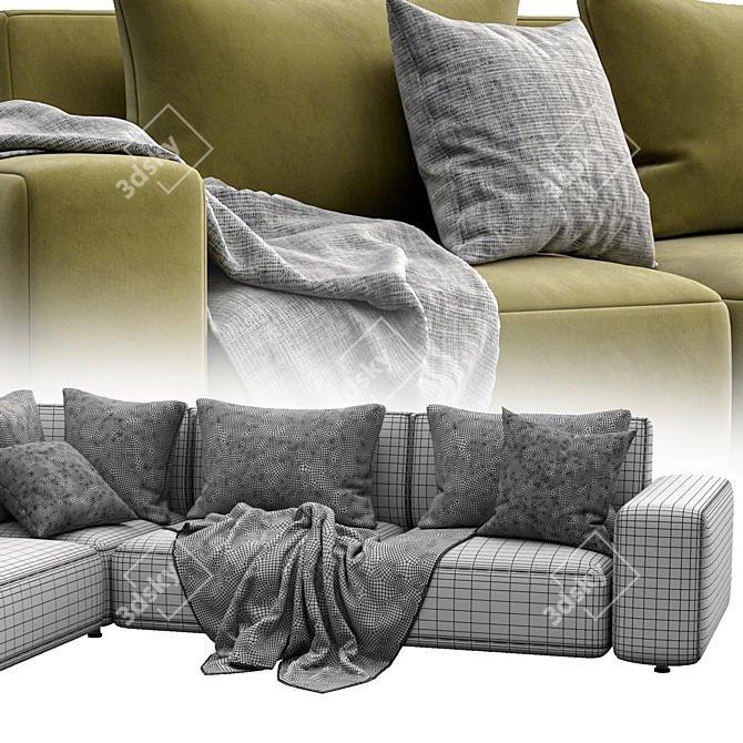 Dienne Cross: Modern Sofa with Versatile Design 3D model image 5