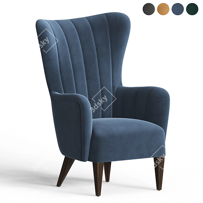 Duke Lounge Armchair: Velvet Elegance 3D model image 2