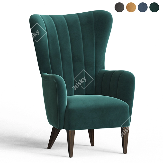 Duke Lounge Armchair: Velvet Elegance 3D model image 4