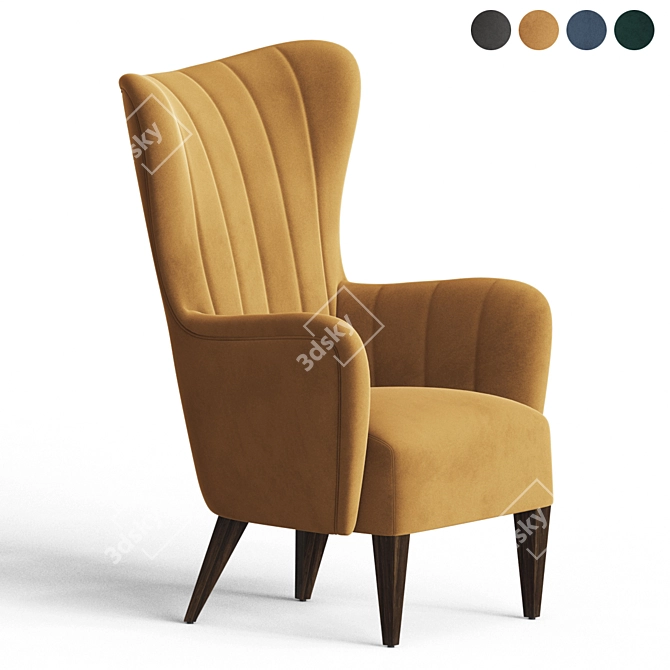 Duke Lounge Armchair: Velvet Elegance 3D model image 5