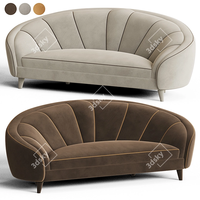 Elegant Ruby Velvet Sofa 3D model image 2