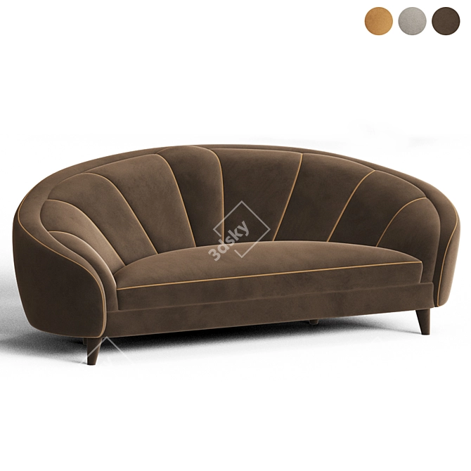 Elegant Ruby Velvet Sofa 3D model image 7