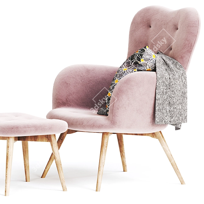 Contemporary Pink Tufted Armchair 3D model image 3