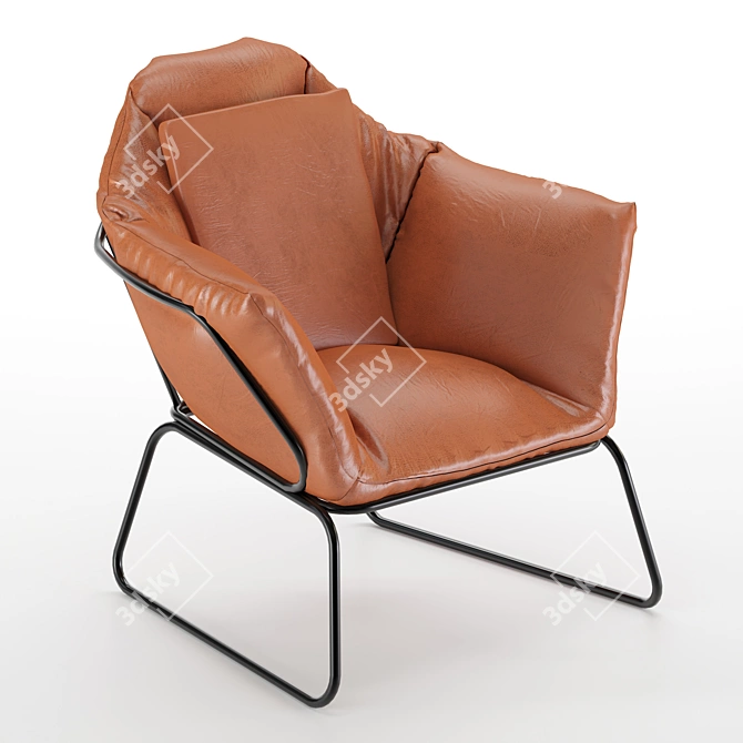 Vintage Leather Armchair: Mid Century Elegance 3D model image 1