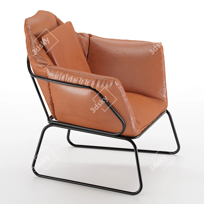 Vintage Leather Armchair: Mid Century Elegance 3D model image 2