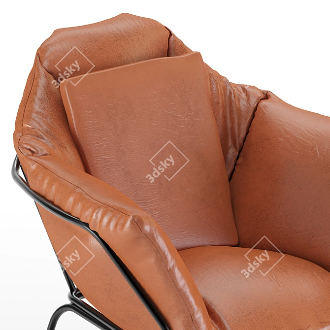 Vintage Leather Armchair: Mid Century Elegance 3D model image 4