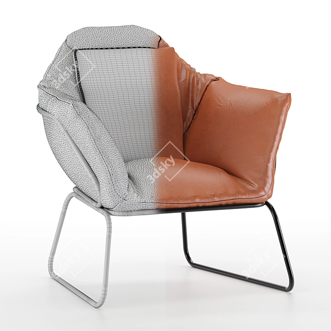 Vintage Leather Armchair: Mid Century Elegance 3D model image 5