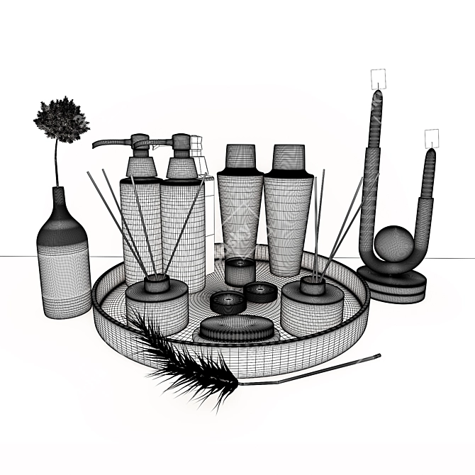 Sleek Bathroom Accessories Set 3D model image 2