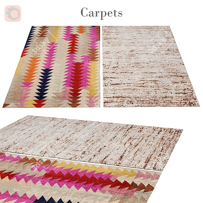 Luxury Persian Style 3x5 Rug 3D model image 1