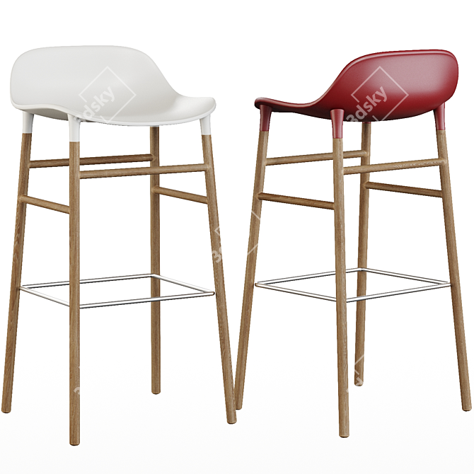 Sleek Oak Barstool: Form Normann 3D model image 1