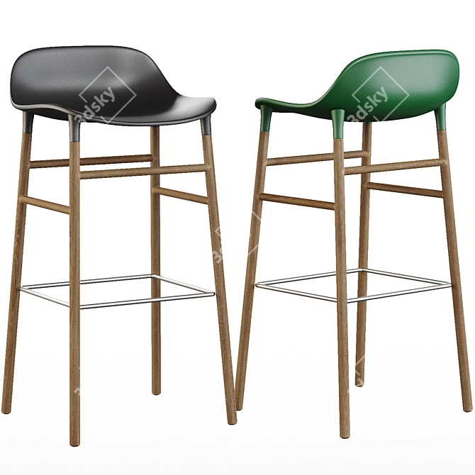 Sleek Oak Barstool: Form Normann 3D model image 2