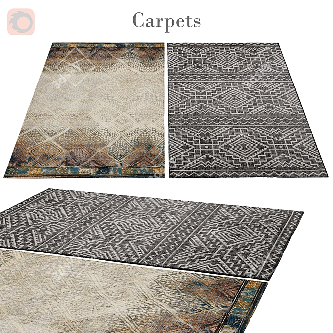 Elegant Gray Area Rug 3D model image 1