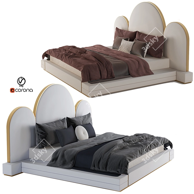 Crescent Arch Bed: Master Bedroom Elegance 3D model image 1