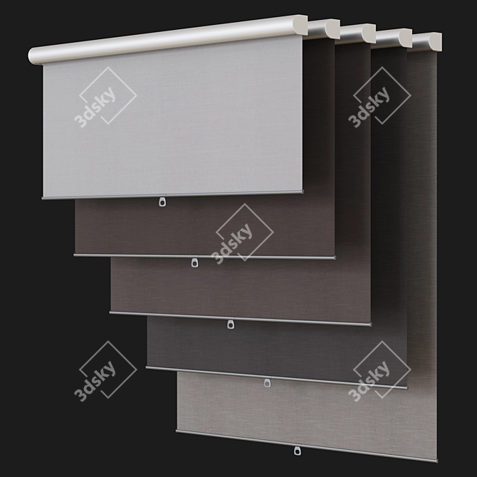 Customizable Roller Blinds Set 3D model image 2