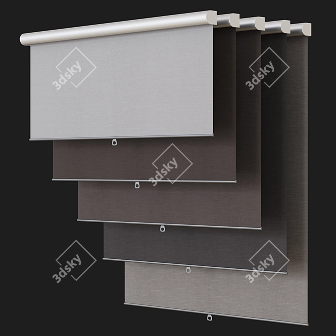 Customizable Roller Blinds Set 3D model image 3