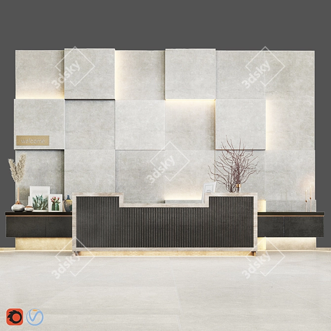 Modern Reception Desk 2015 3D model image 1