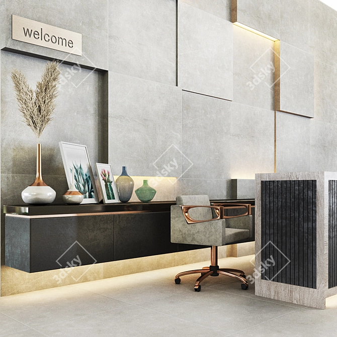 Modern Reception Desk 2015 3D model image 3