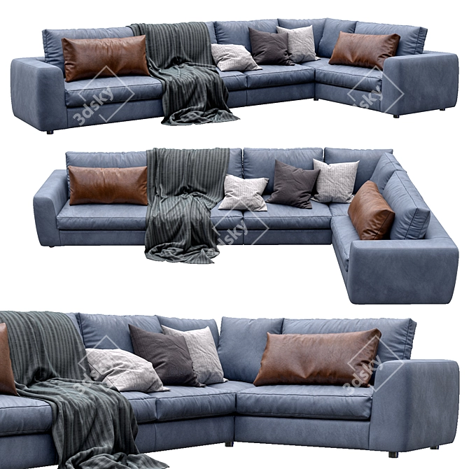 Alameda9 8 Leather Sofa 3D model image 2