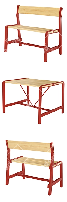 Ypperlig Kids Bench & Table Set 3D model image 3