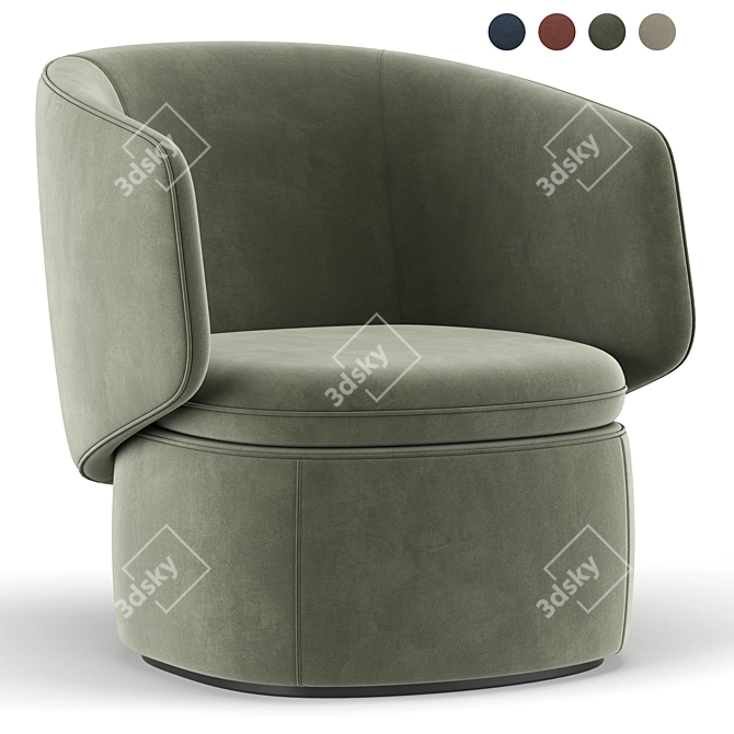 Elegant Crescent Swivel Chair 3D model image 1