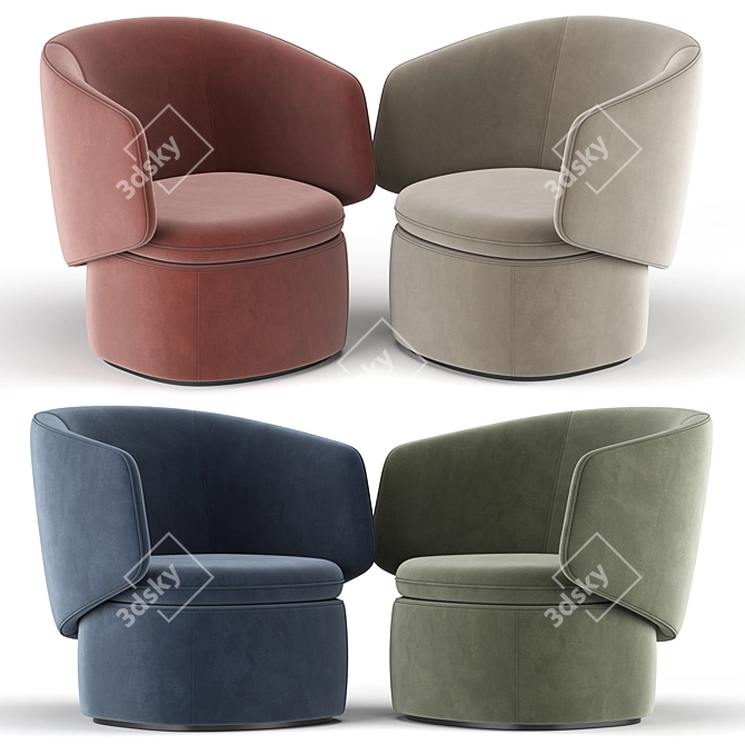 Elegant Crescent Swivel Chair 3D model image 2