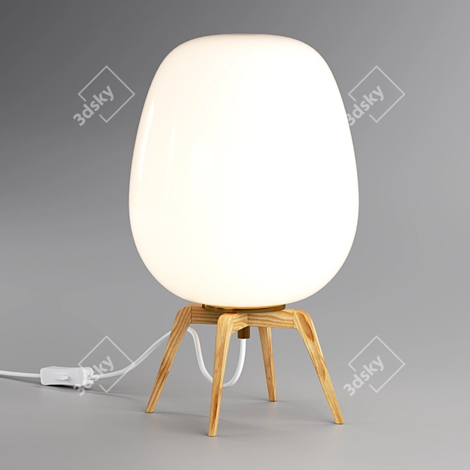 Opal and Wood Table Lamp "Boldo 3D model image 6