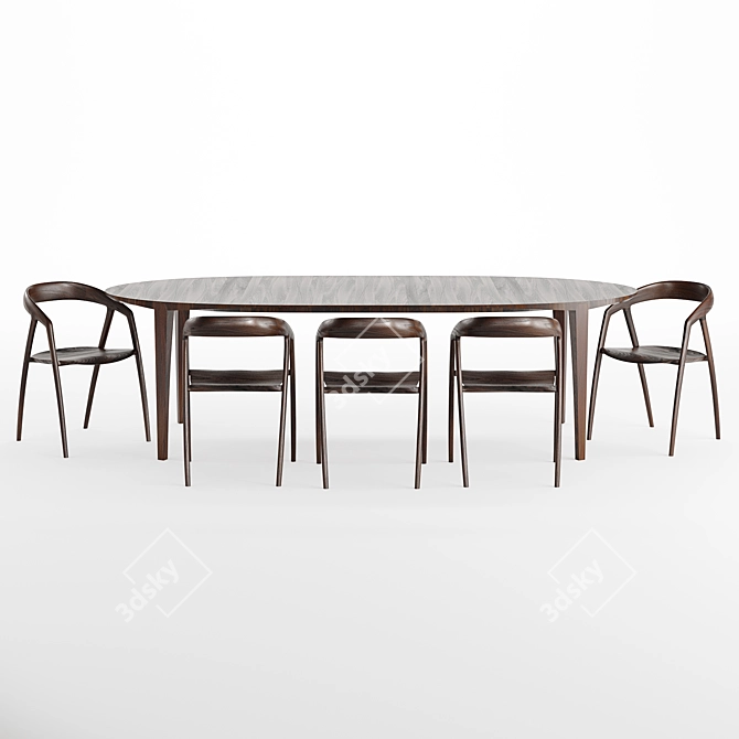 Elegant Johansen Oval Table 3D model image 1