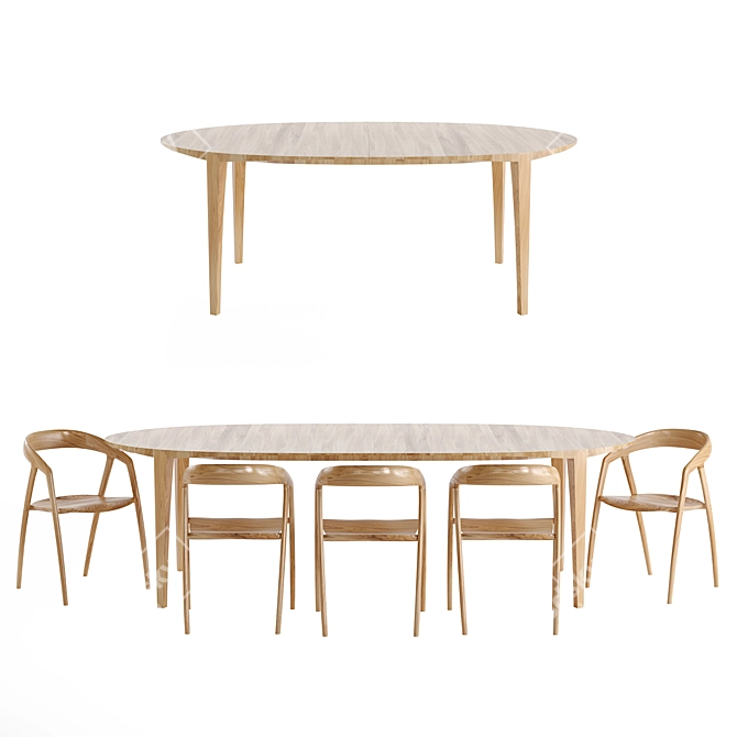 Elegant Johansen Oval Table 3D model image 4